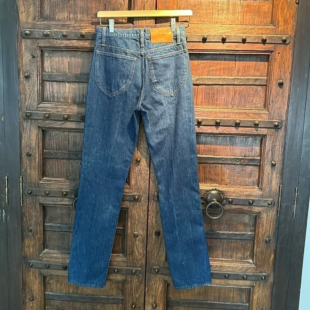 NWT Frame Le Italien Straight Jean in Vintage Blue 24 - Picture 11 of 16